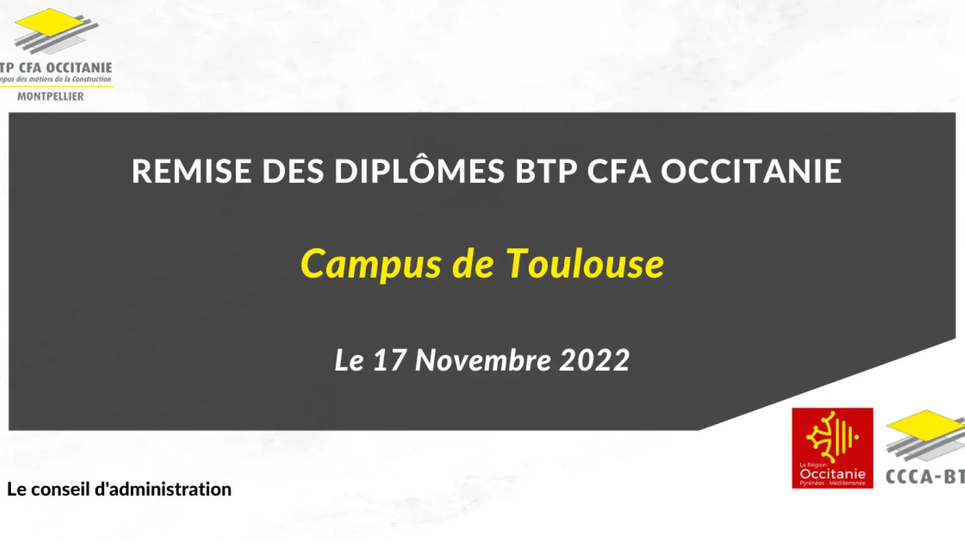 Remise des diplômes BTP CFA Occitanie campus de Toulouse