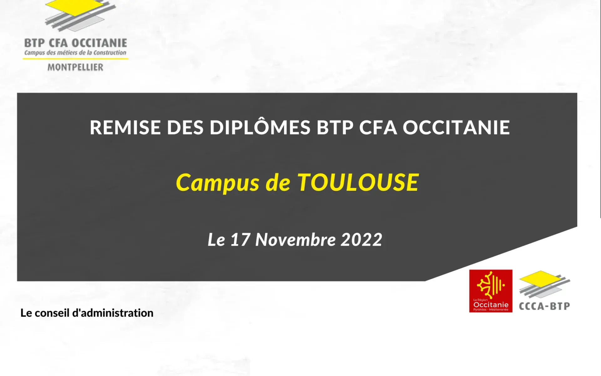 Remise des diplômes BTP CFA Occitanie campus de Toulouse